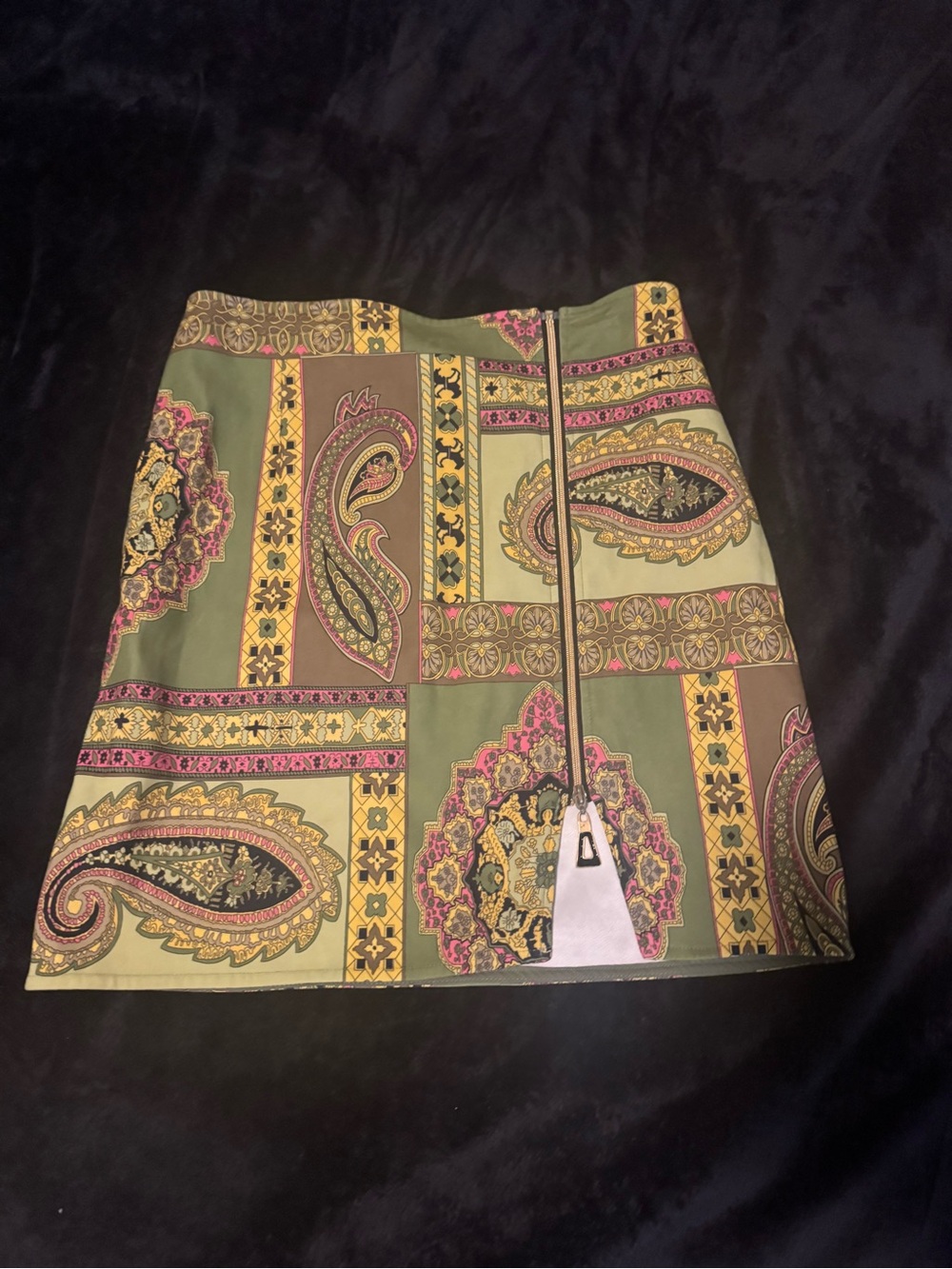 Vintage Paisley Patchwork Mini Skirt with Upside Down Zipper - checkout the vid!